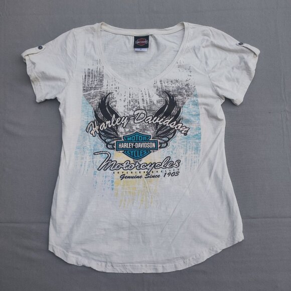 Harley-Davidson T-shirt Nassau Bahamas women's size M white colour short sleeve - Picture 1 of 9